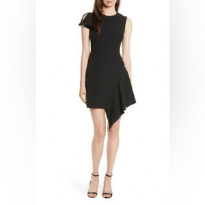 MILLY
Asymmetrical Ruffle Stretch Cady Dress In Black size 4